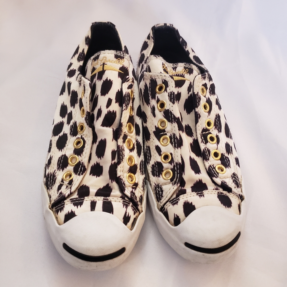 Converse Jack Purcell Satin Leopard Print Slip On Sneaker Laceless Womens Size 8